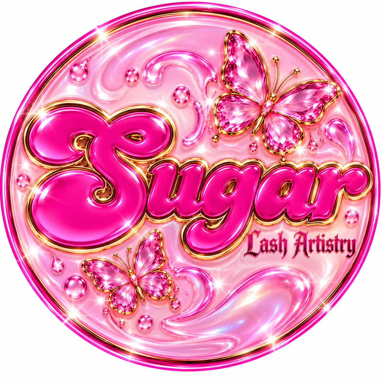 Sugar Lash Artistry pink butterfly logo